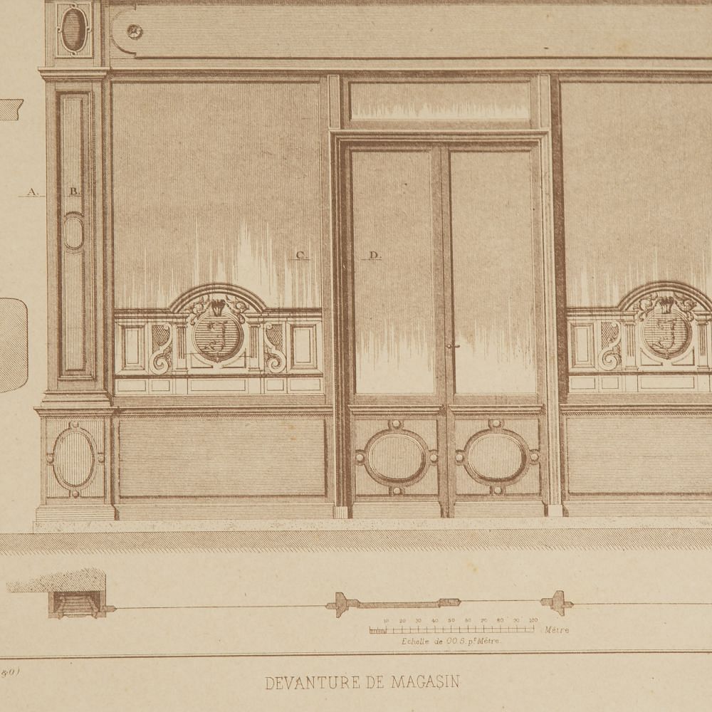 Set of Four French Architectural Engravings of Shopfronts WD8019925