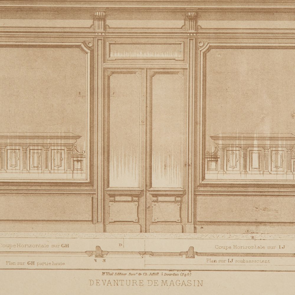 Set of Four French Architectural Engravings of Shopfronts WD8019925