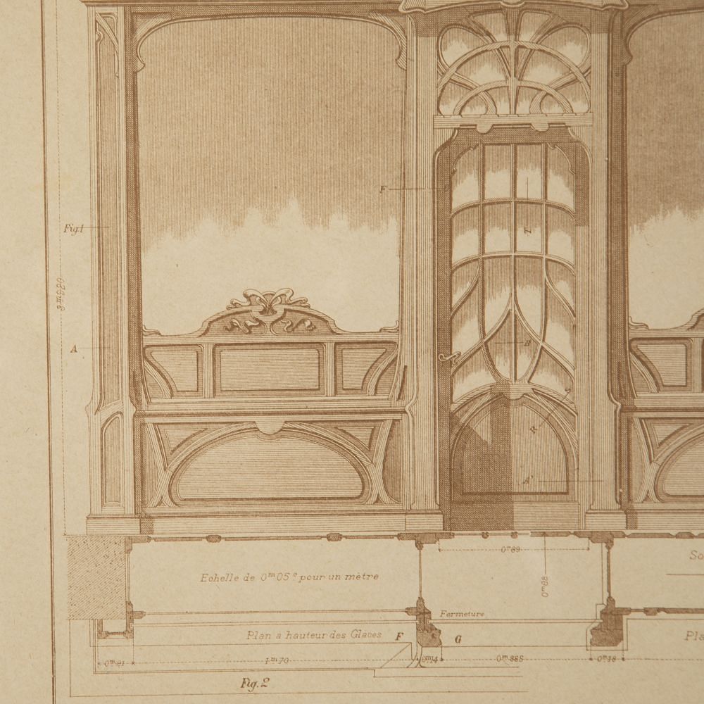 Set of Four French Architectural Engravings of Shopfronts WD8019925