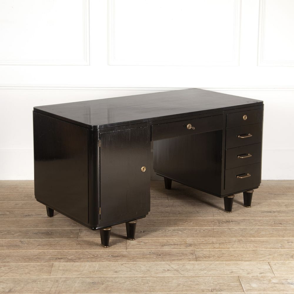 French Ebonised 1960s Pedestal Desk DA4814133