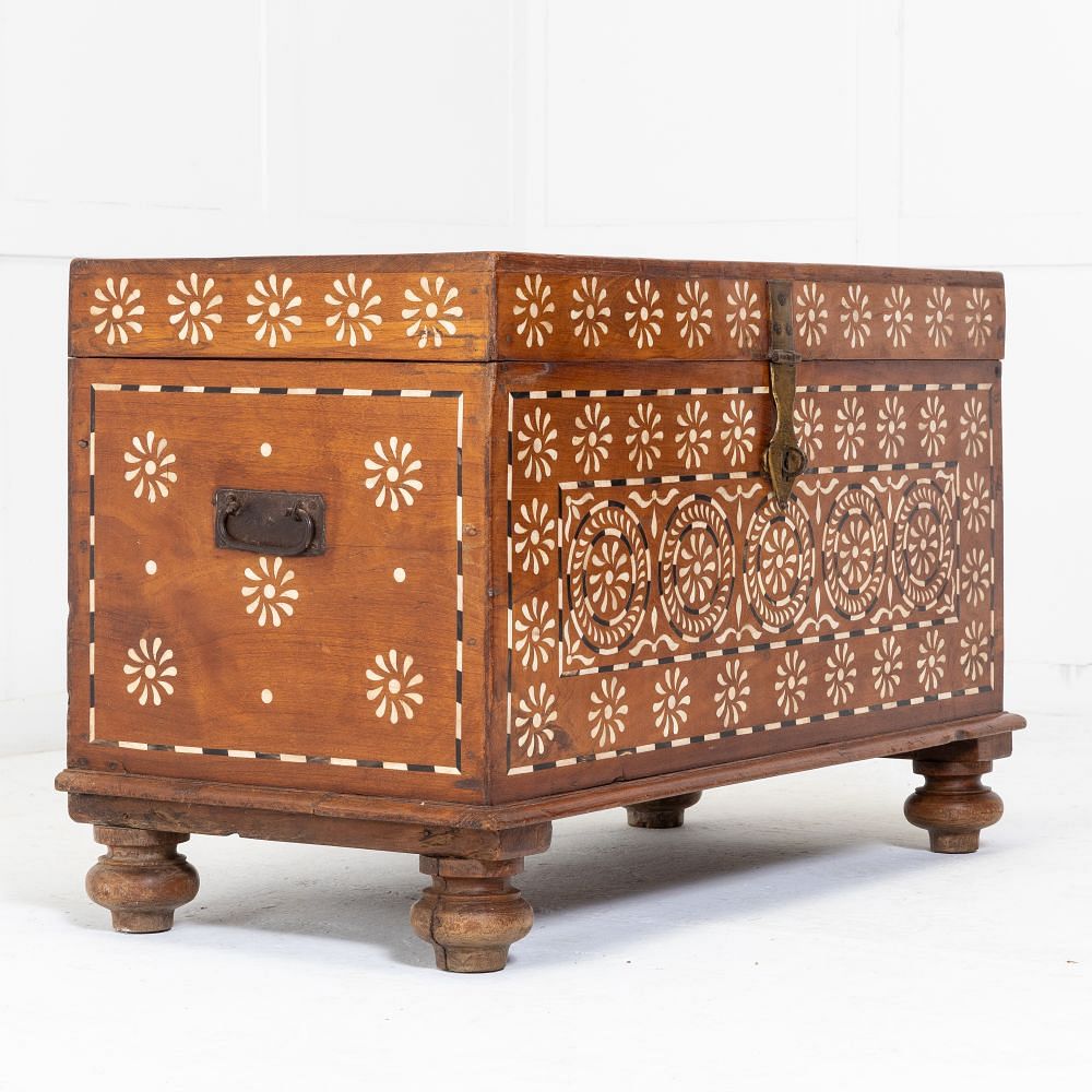 Anglo Indian Inlaid Teak Trunk CB0619151