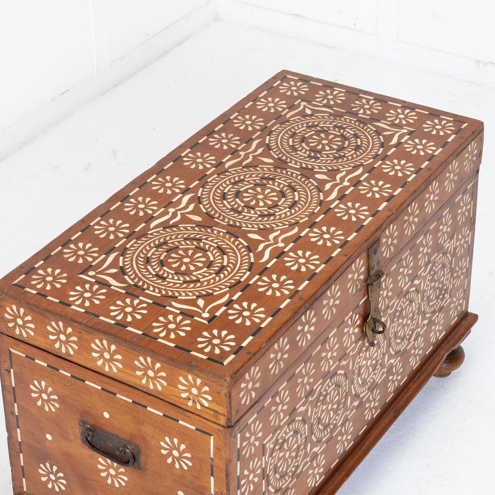 Anglo Indian Inlaid Teak Trunk CB0619151