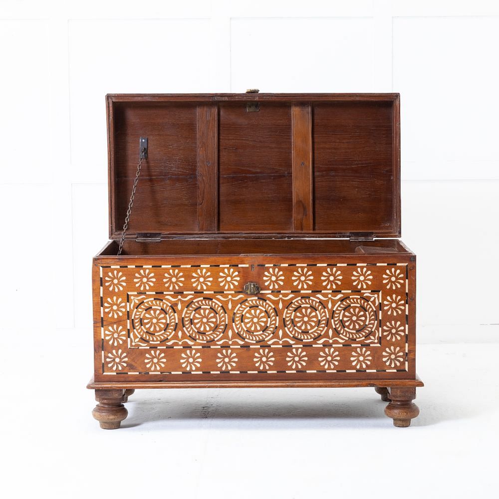 Anglo Indian Inlaid Teak Trunk CB0619151