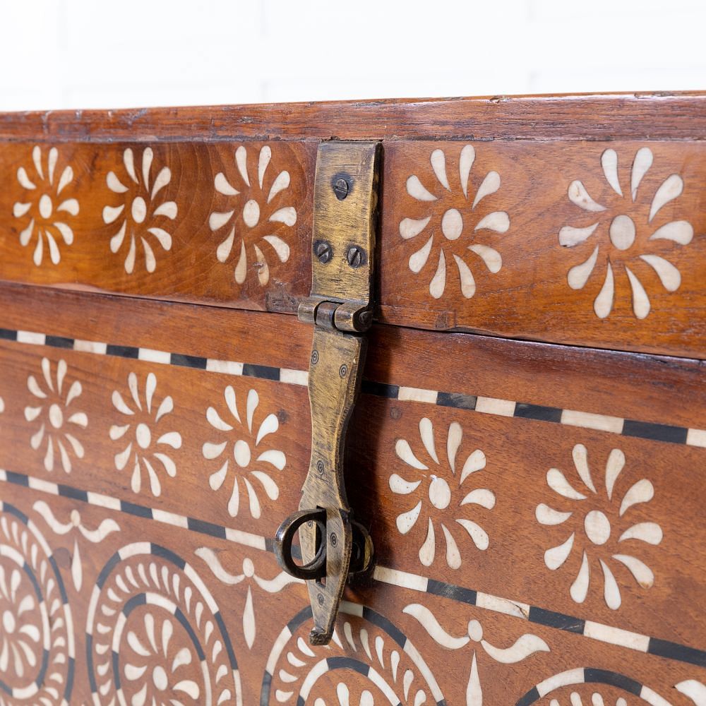 Anglo Indian Inlaid Teak Trunk CB0619151