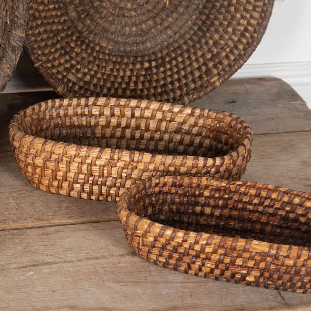Collection of Early 20th Century Handwoven Rye Coiled Baskets DA3733047