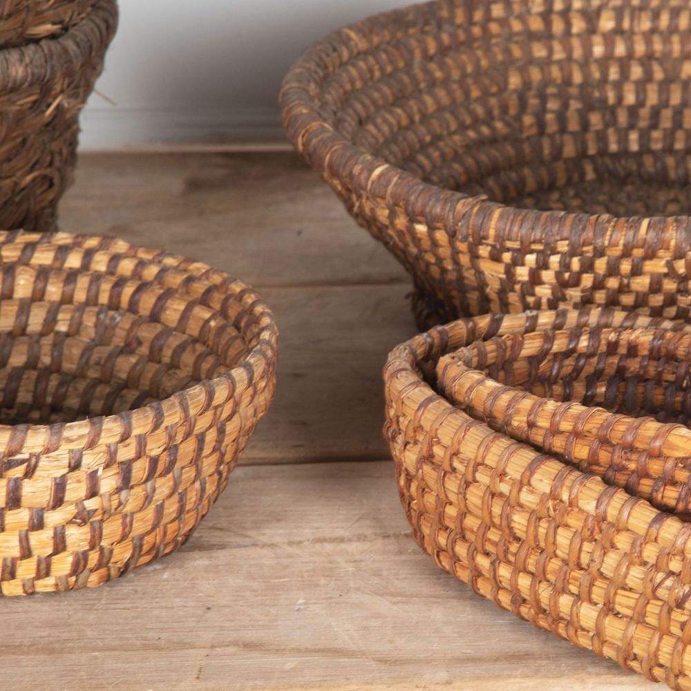 Collection of Early 20th Century Handwoven Rye Coiled Baskets DA3733047