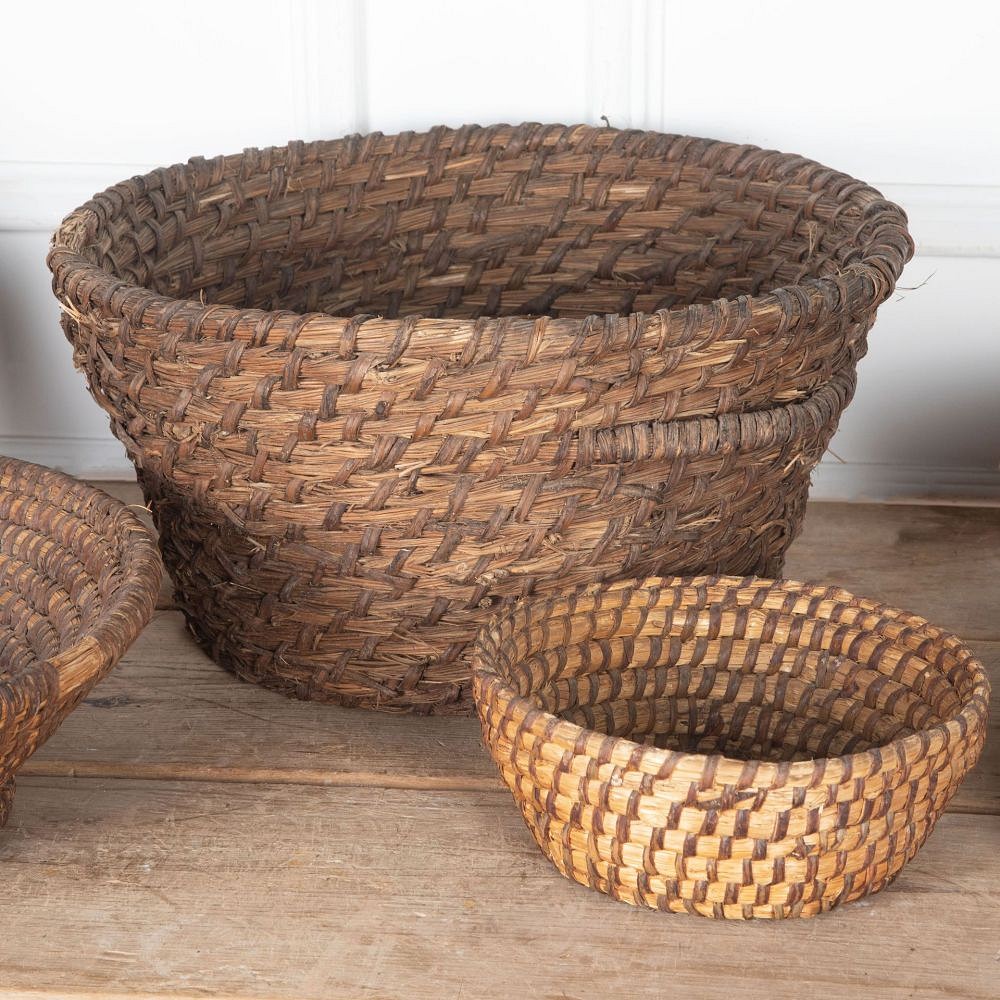Collection of Early 20th Century Handwoven Rye Coiled Baskets DA3733047