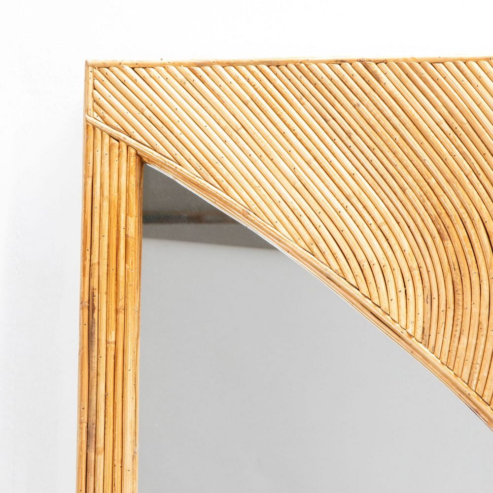 Contemporary Italian Bamboo and Brass Wall Mirror MI4633584