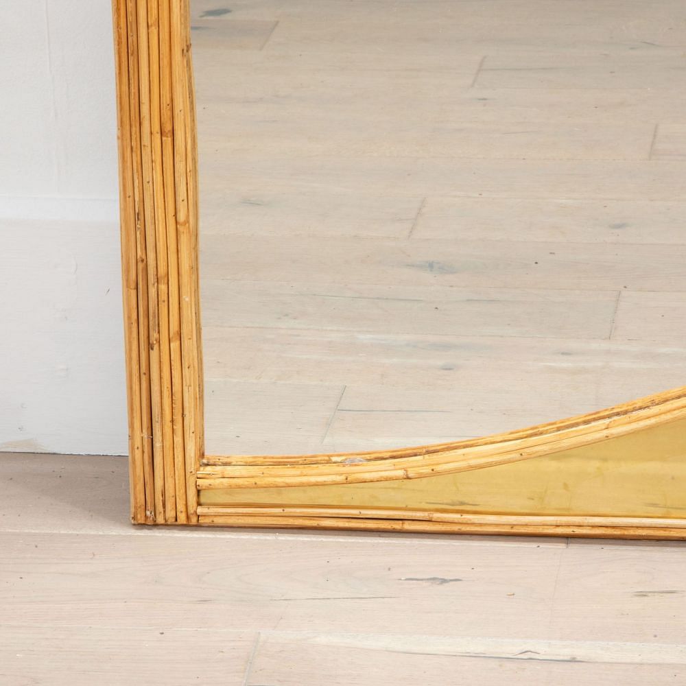 Contemporary Italian Bamboo and Brass Wall Mirror MI4633584