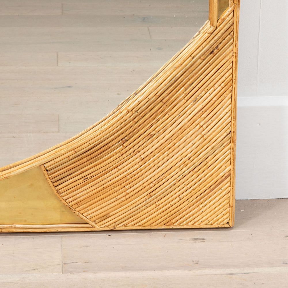 Contemporary Italian Bamboo and Brass Wall Mirror MI4633584