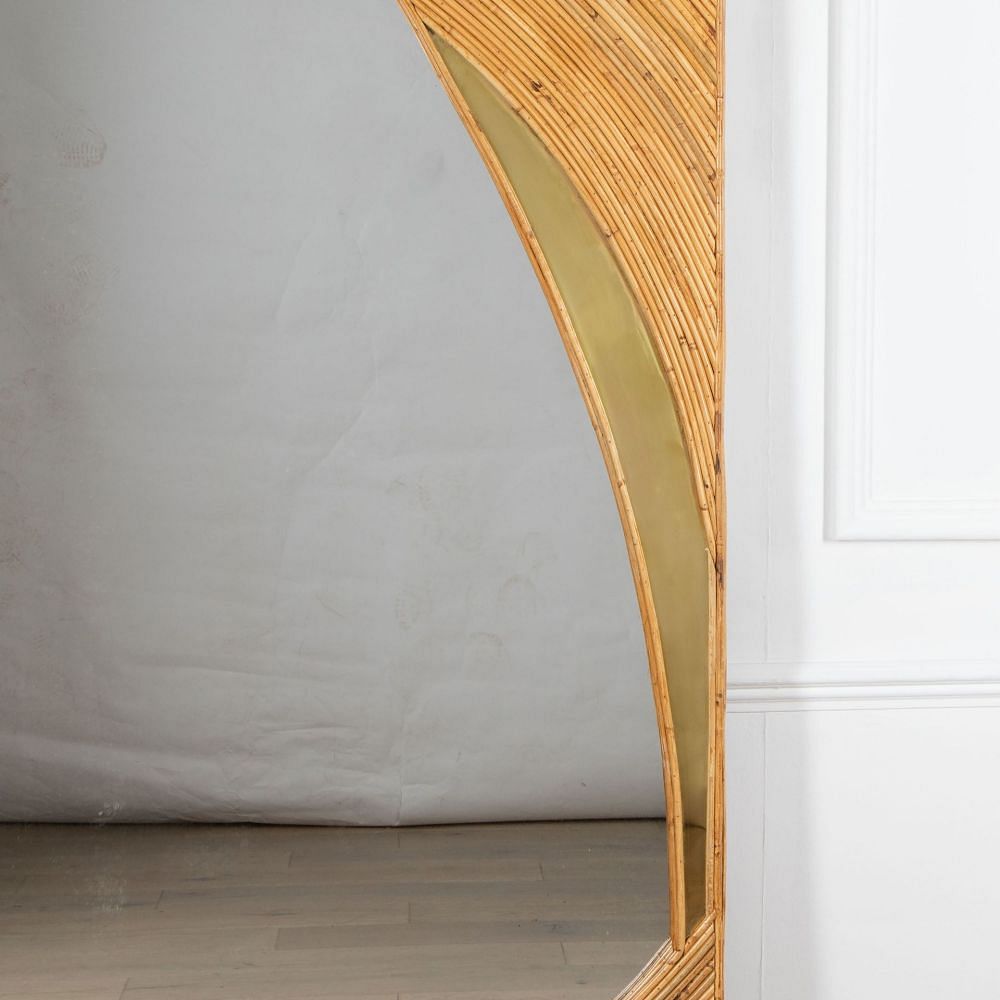 Contemporary Italian Bamboo and Brass Wall Mirror MI4633584