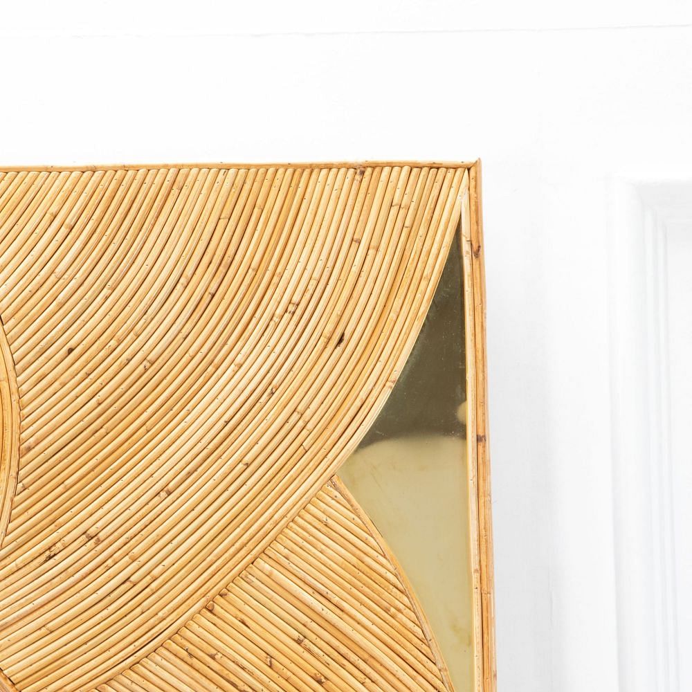 Contemporary Italian Bamboo and Brass Wall Mirror MI4633584