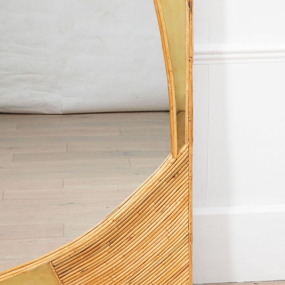 Contemporary Italian Bamboo and Brass Wall Mirror MI4633584