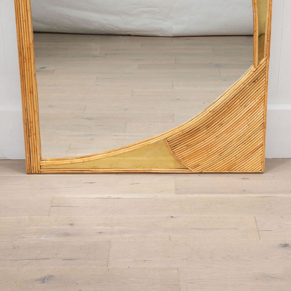 Contemporary Italian Bamboo and Brass Wall Mirror MI4633584