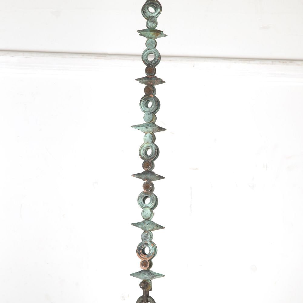 Late 19th Century French Verdigris Copper Hanging Lantern with Chain LL8120382