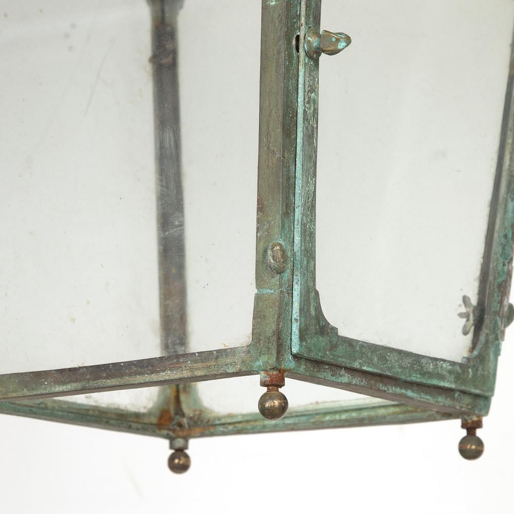 Late 19th Century French Verdigris Copper Hanging Lantern with Chain LL8120382