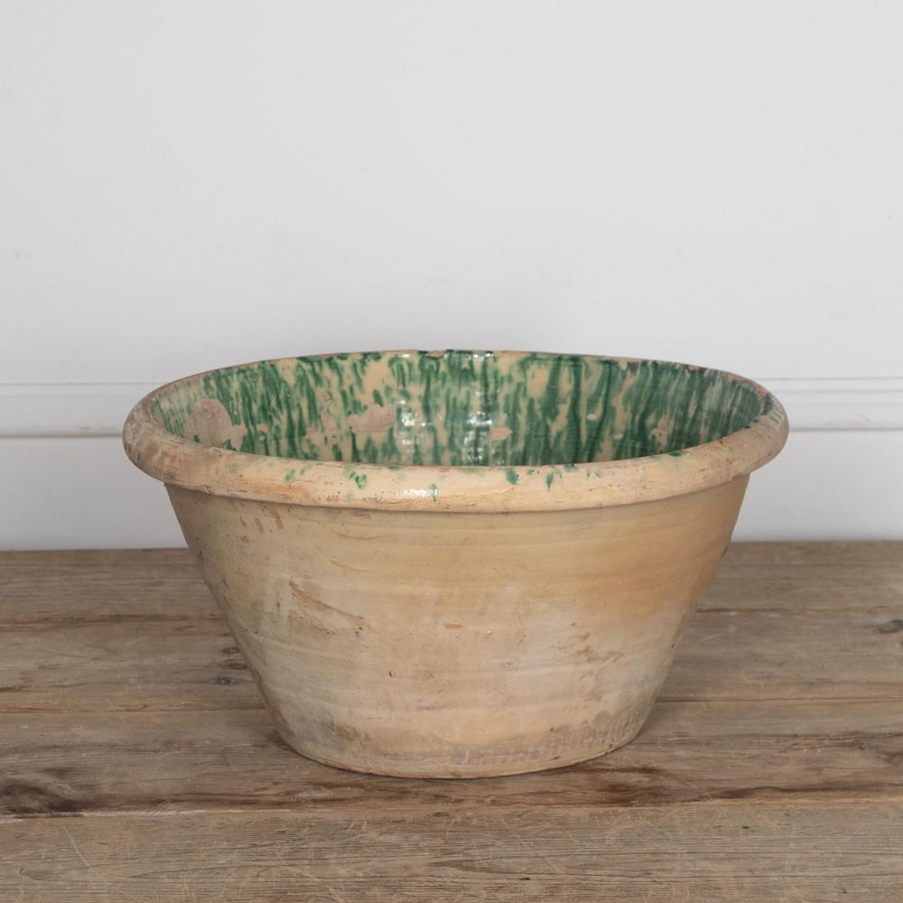 Large 19th Century Italian Green Glaze Bowl DA2329653