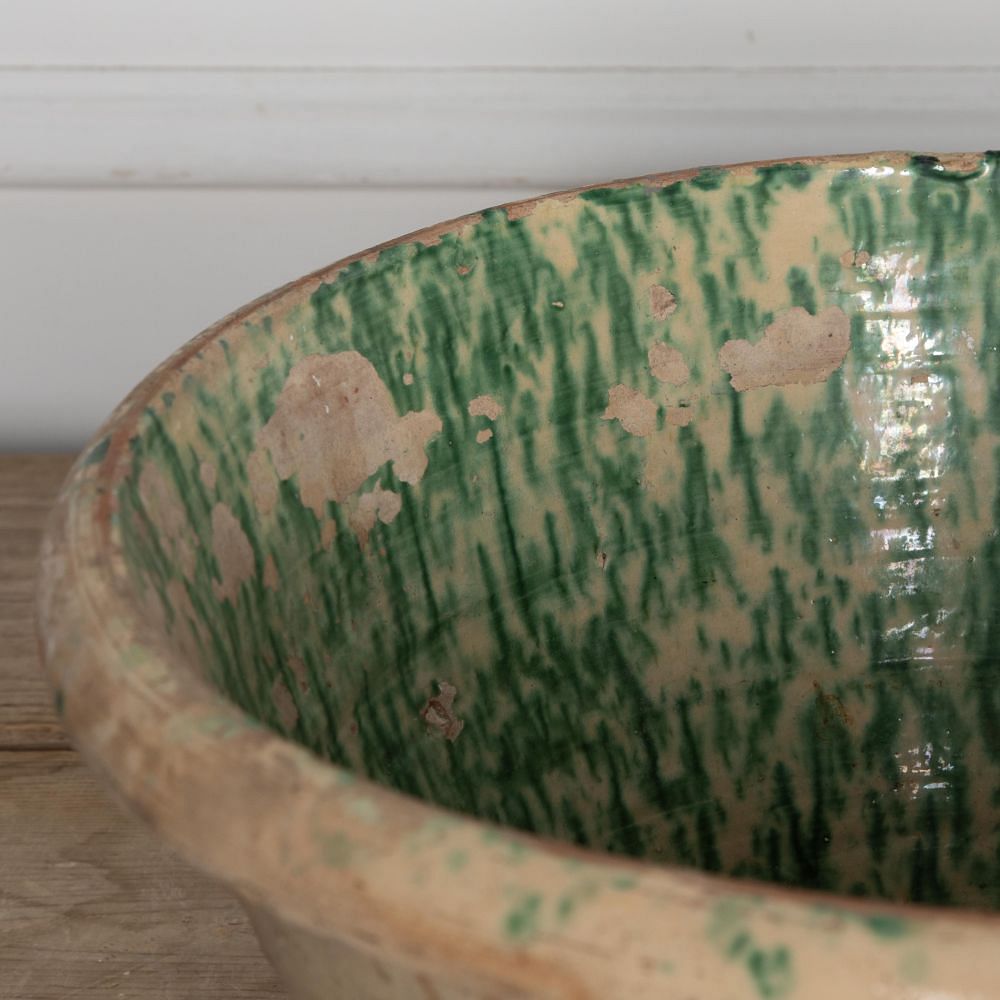 Large 19th Century Italian Green Glaze Bowl DA2329653