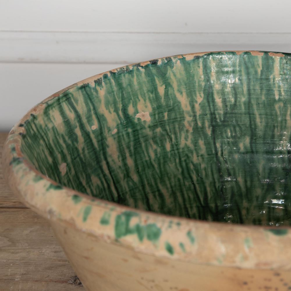 Large 19th Century Italian Green Glaze Bowl DA2329653