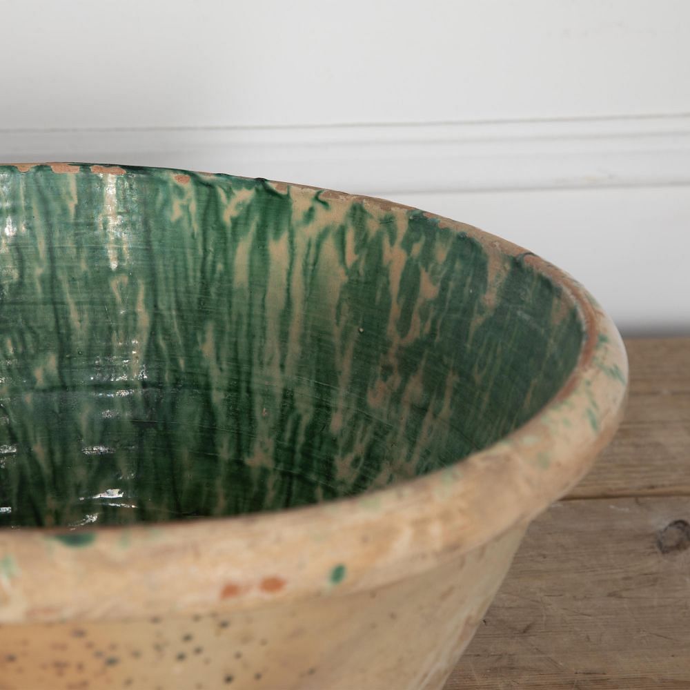Large 19th Century Italian Green Glaze Bowl DA2329653