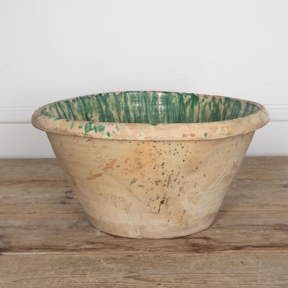 Large 19th Century Italian Green Glaze Bowl DA2329653