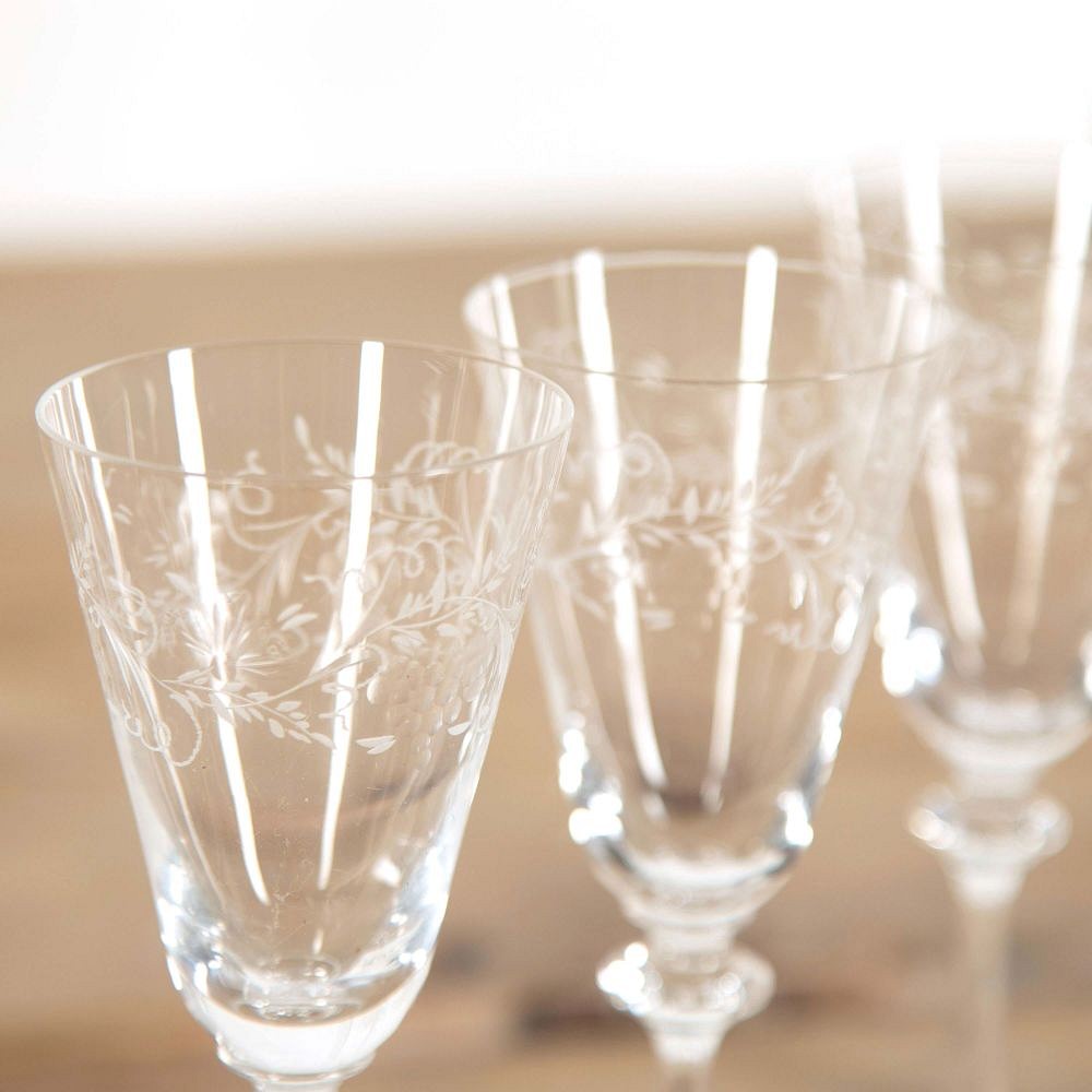Murano Etched Tall Glasses and Matching Carafe Jug DA588635