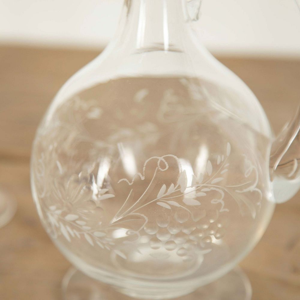 Murano Etched Tall Glasses and Matching Carafe Jug DA588635