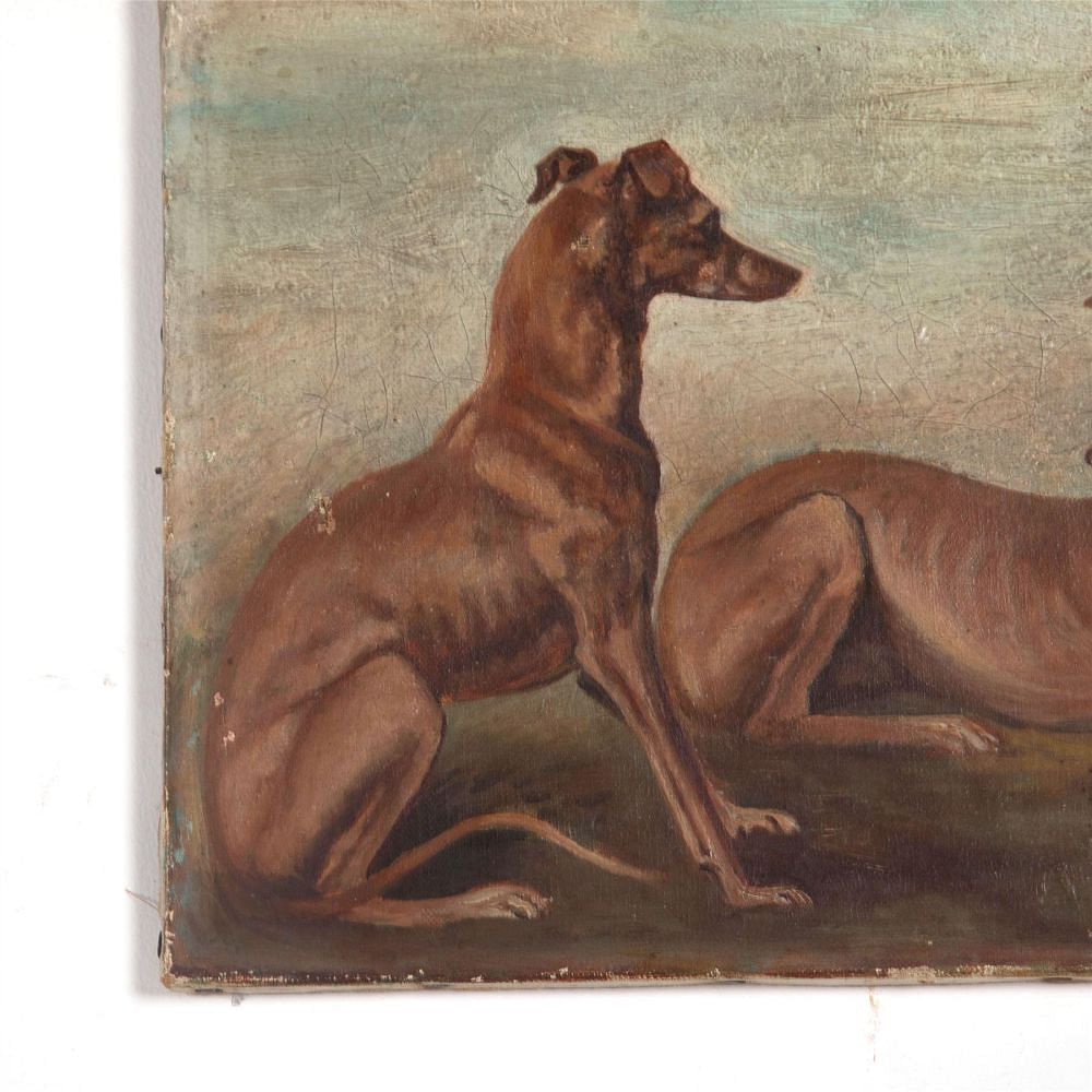 Oil on Canvas Painting of Whippets WD6061944