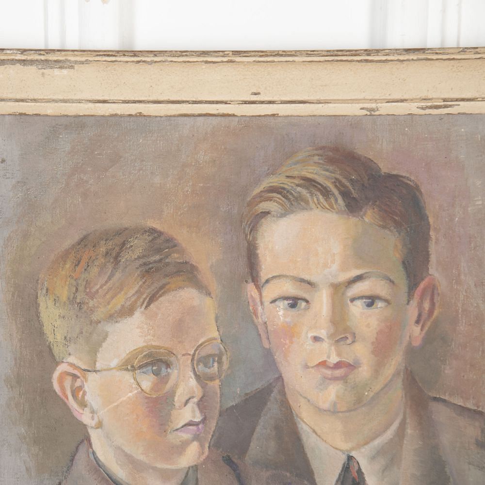 20th Century Oil on Canvas Portrait of Two Schoolboys WD8024538