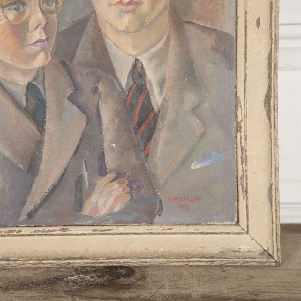 20th Century Oil on Canvas Portrait of Two Schoolboys WD8024538