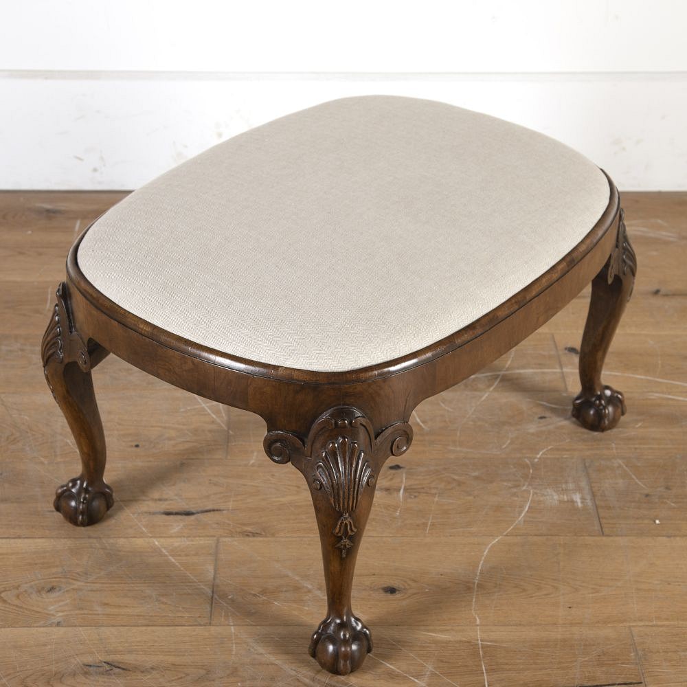 Walnut Oval Stool with Ball and Claw Feet ST1014349