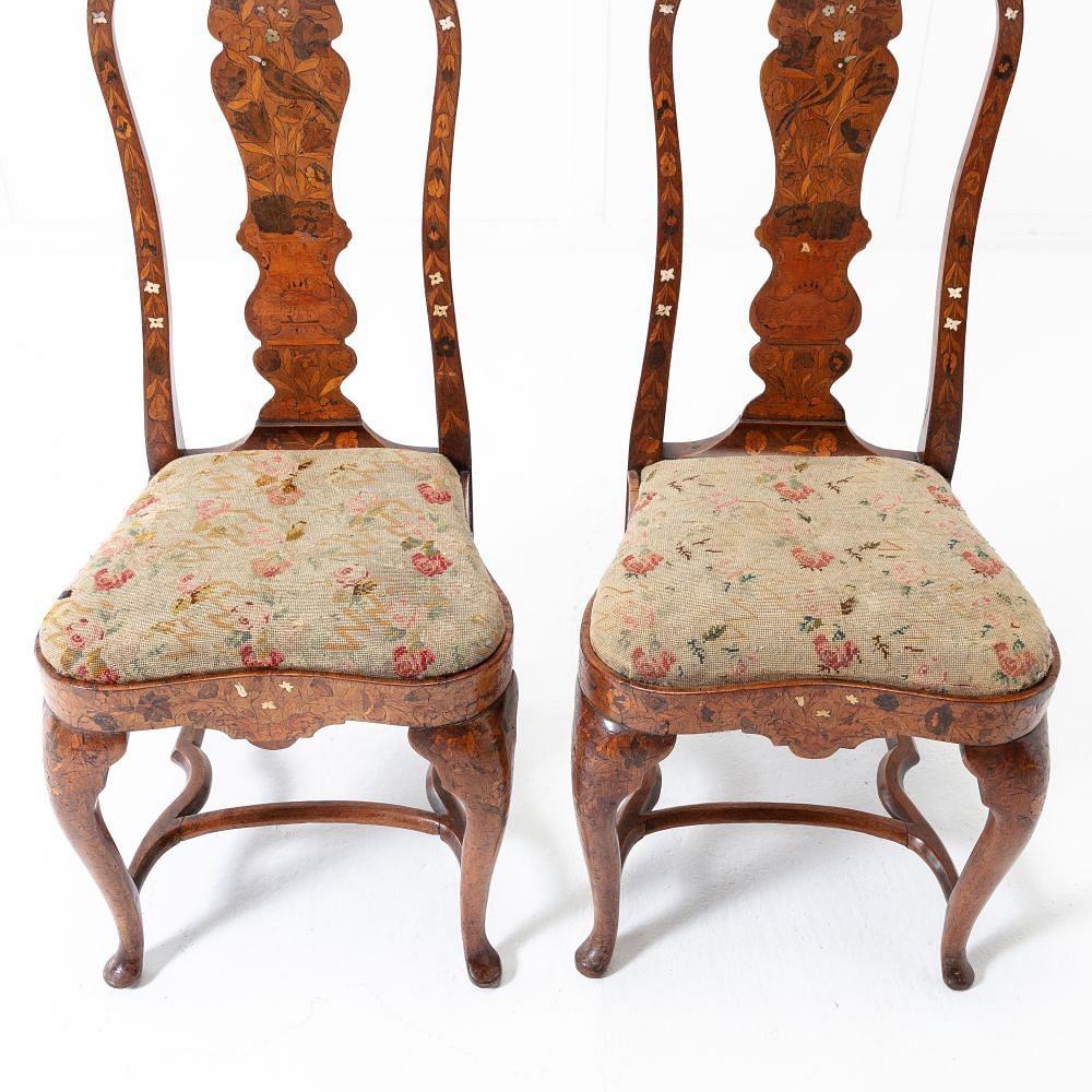 Pair of 18th Century Dutch Marquetry Side Chairs CH0622049