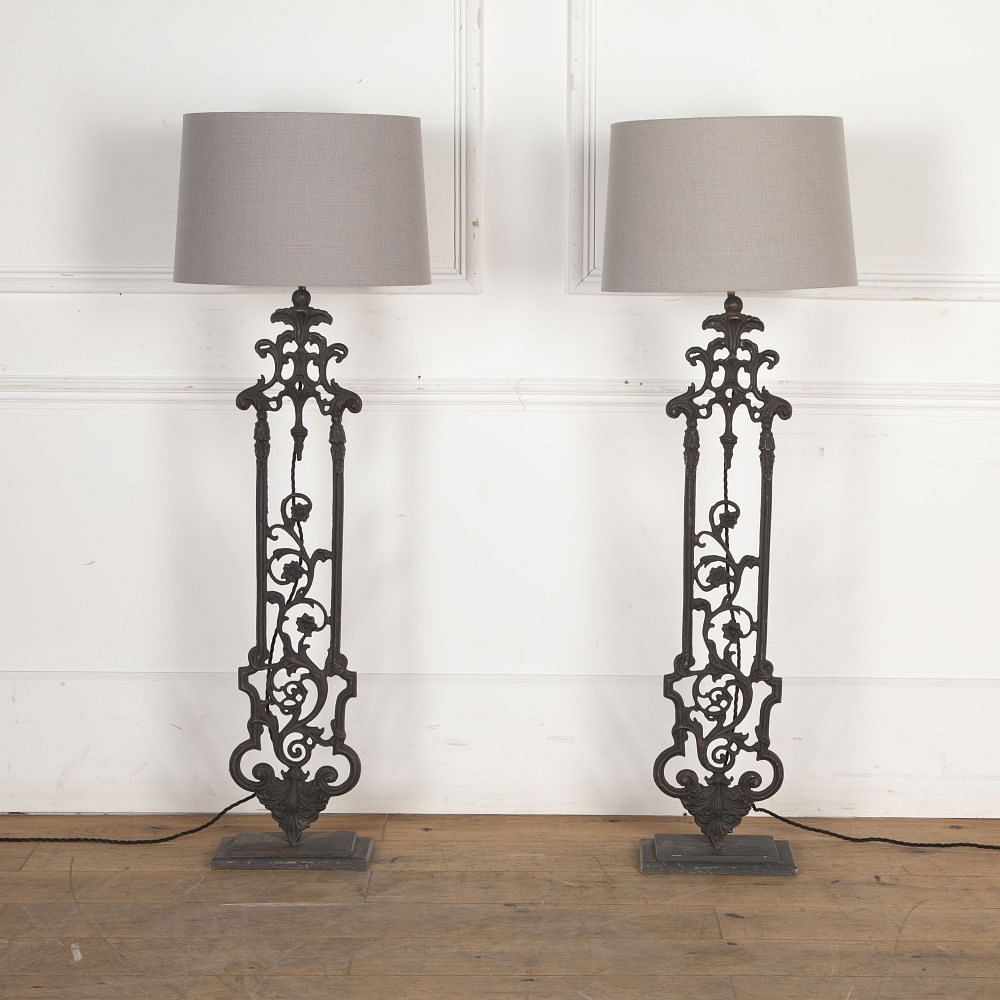 Pair of 19th Century Iron Balustrade Lamps LL7523106