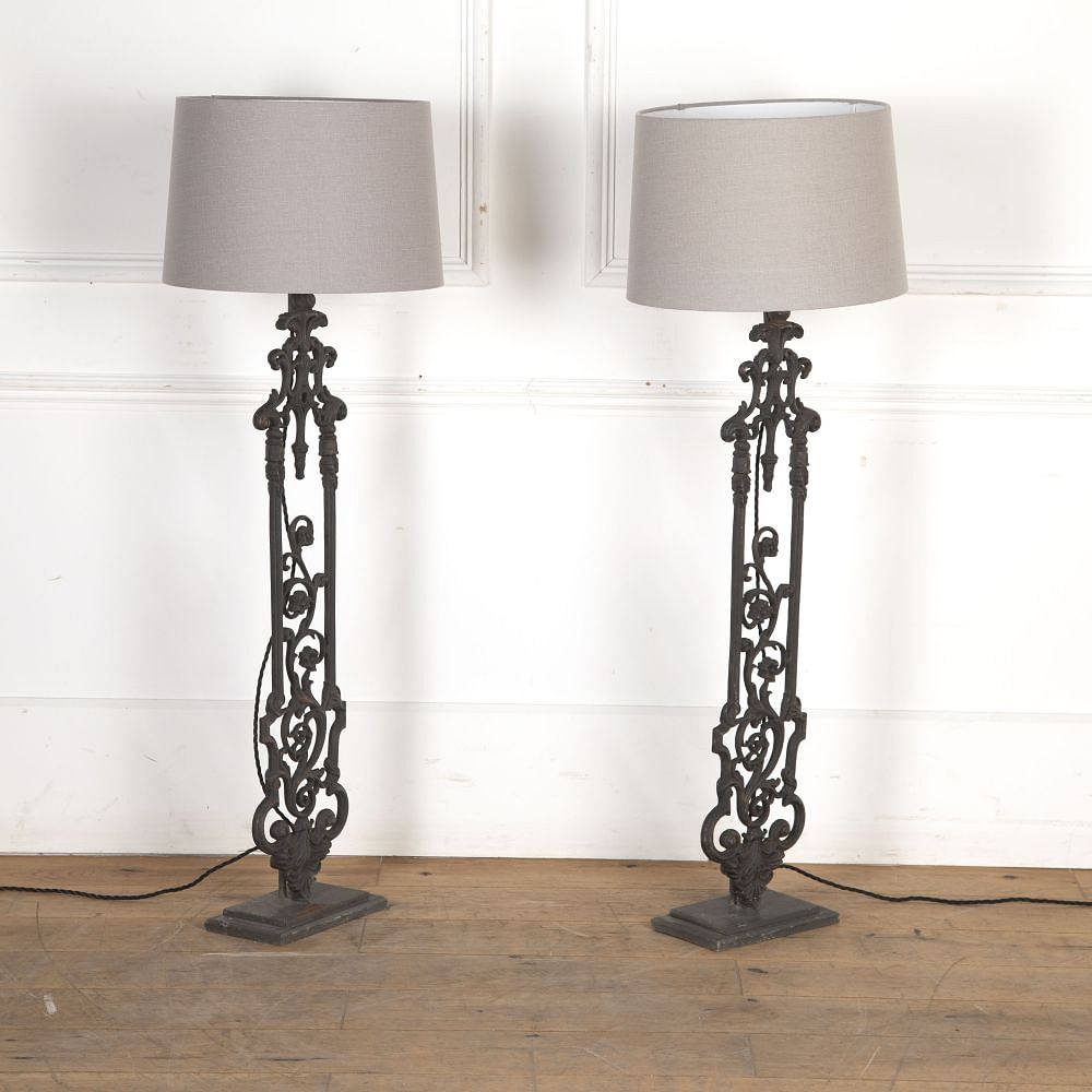 Pair of 19th Century Iron Balustrade Lamps LL7523106
