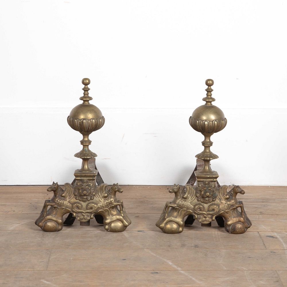 Pair of 20th Century Brass Firedogs DA8527502