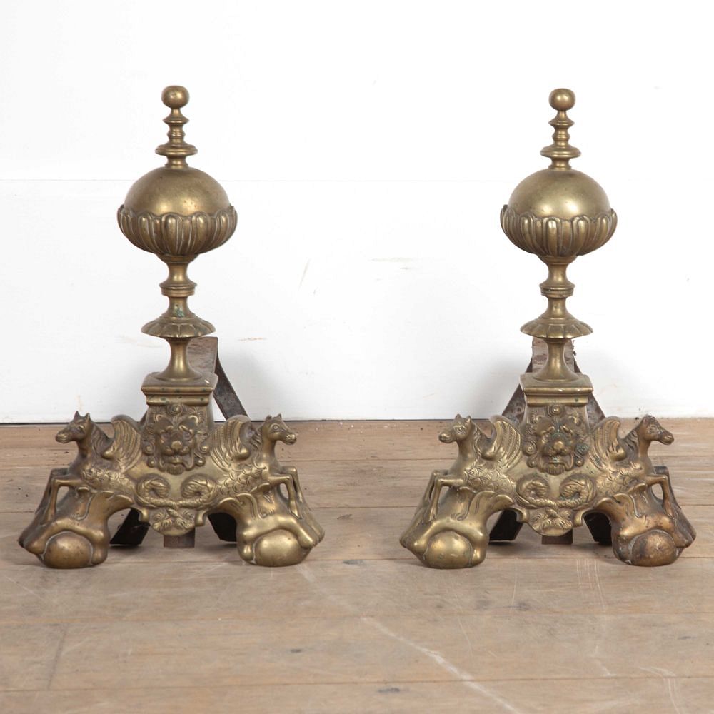 Pair of 20th Century Brass Firedogs DA8527502
