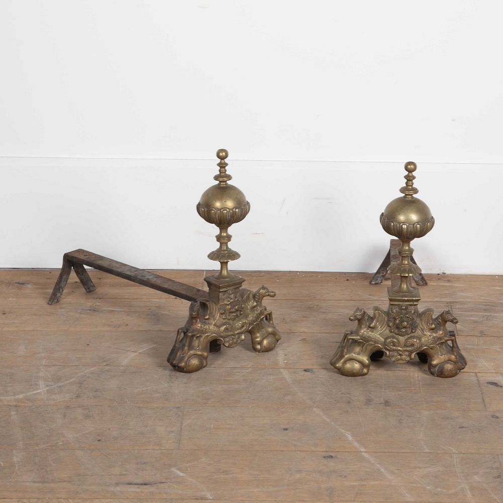 Pair of 20th Century Brass Firedogs DA8527502