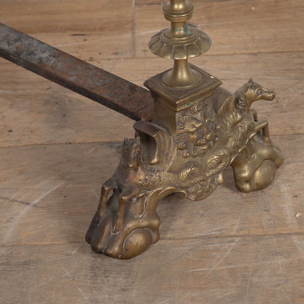 Pair of 20th Century Brass Firedogs DA8527502