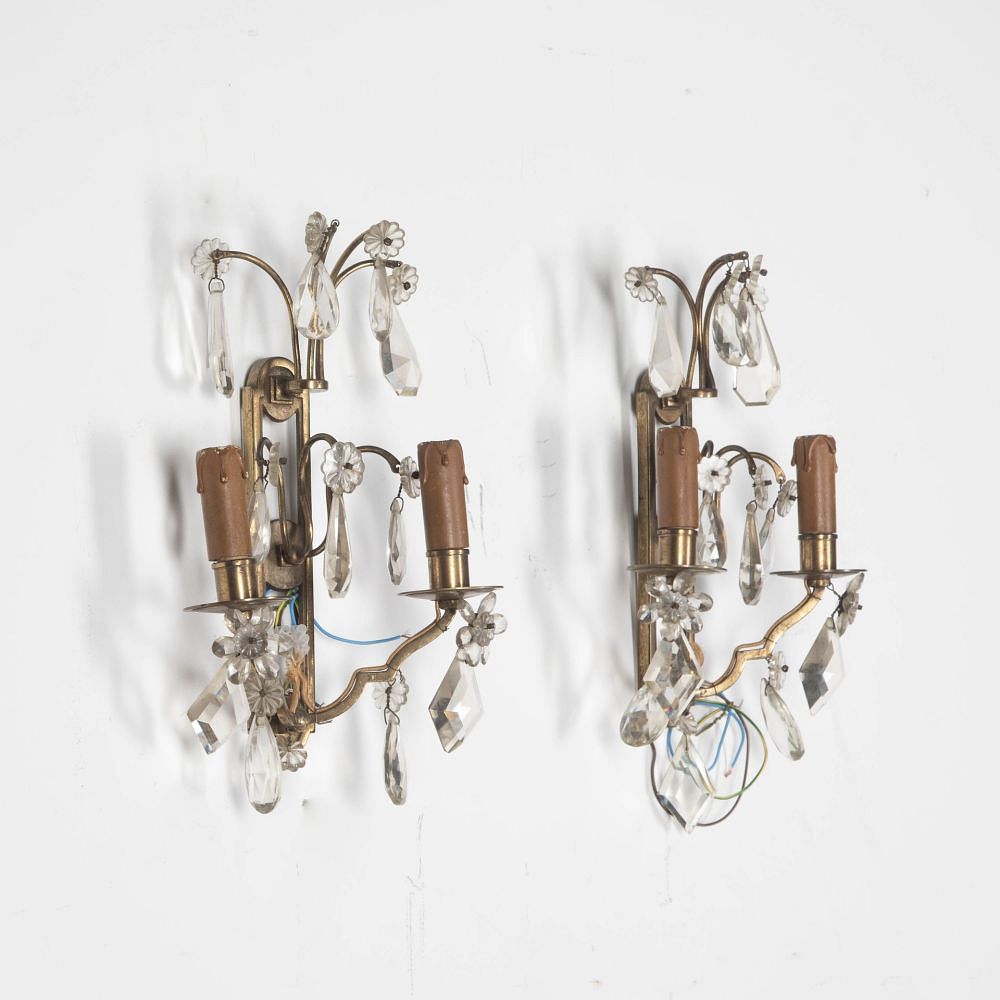 Pair of 20th Century Crystal Glass Luster Pendant Lights LC8032431