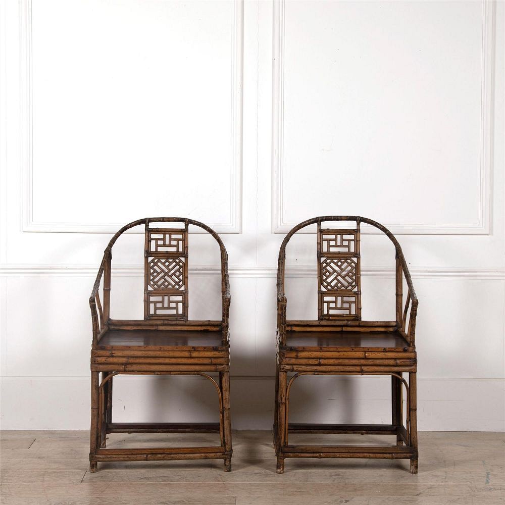 Pair of Chinese Export Bamboo Armchairs CH2562580
