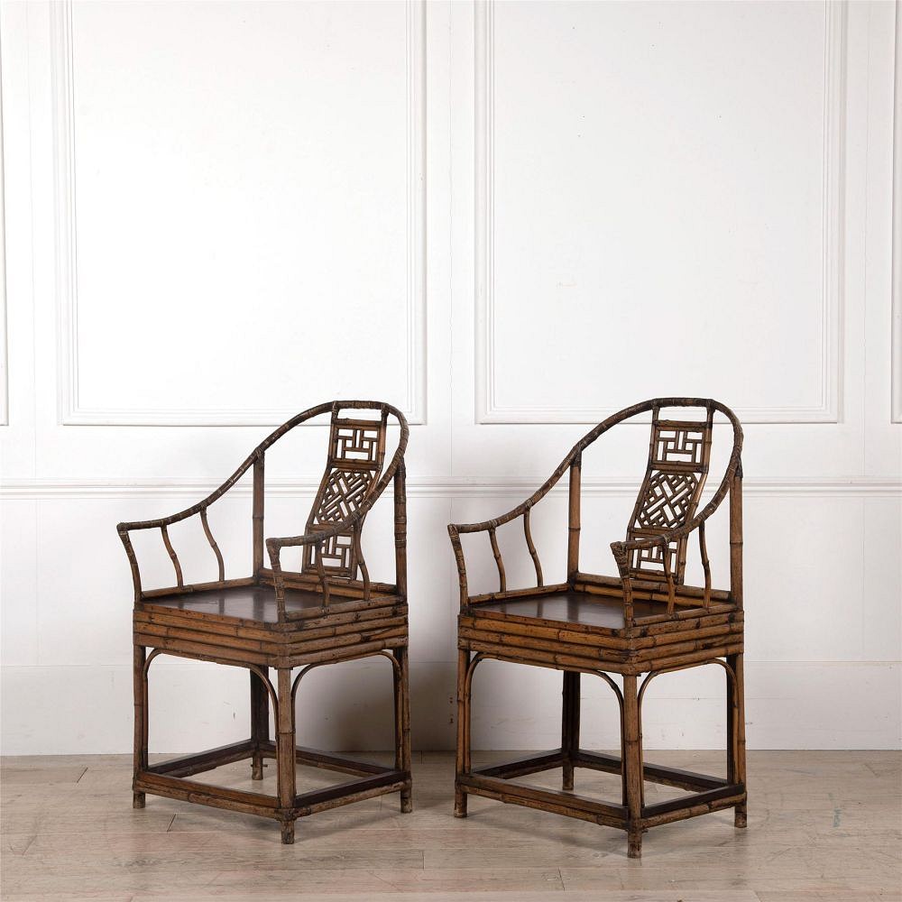 Pair of Chinese Export Bamboo Armchairs CH2562580