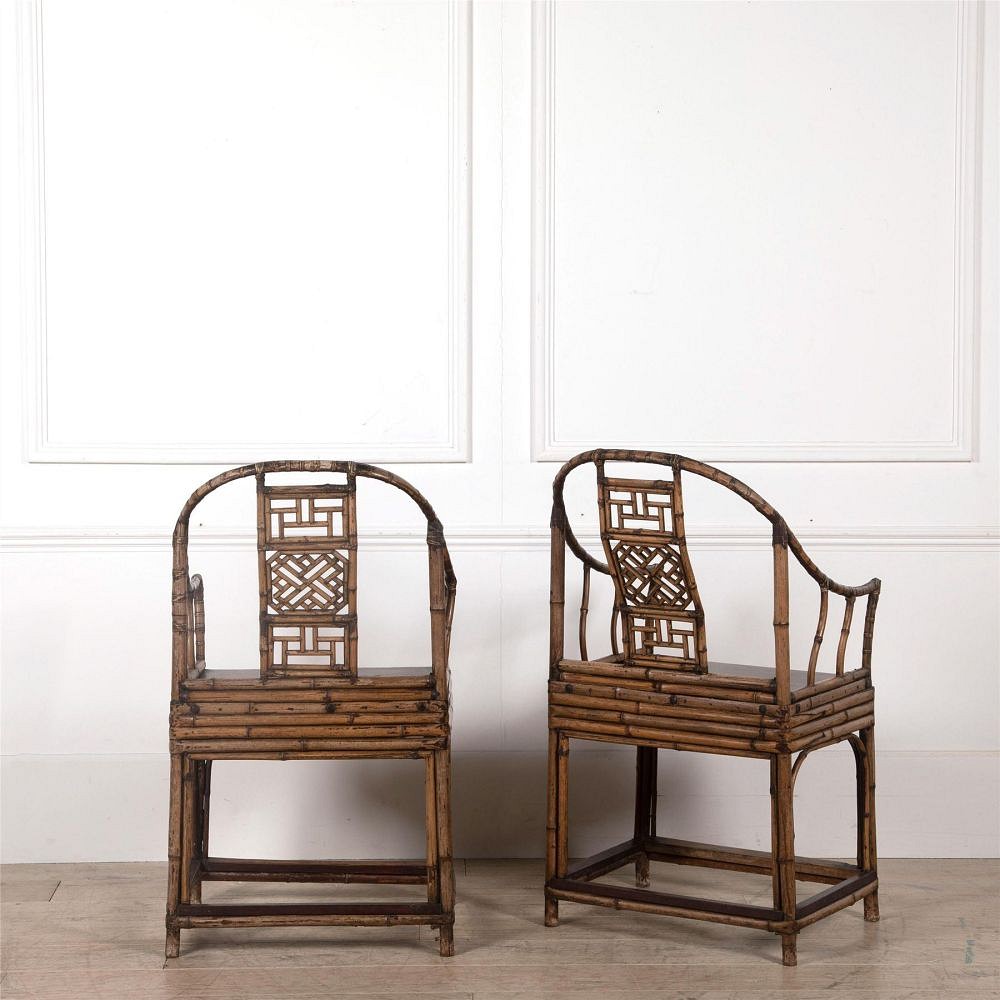 Pair of Chinese Export Bamboo Armchairs CH2562580