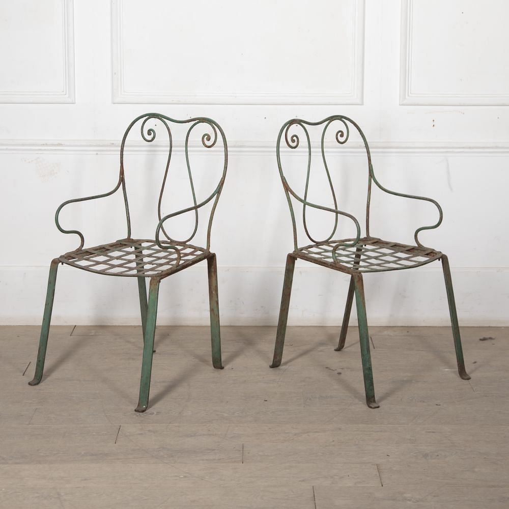 Pair of Early 20th Century French Iron Garden Armchairs CH1527643