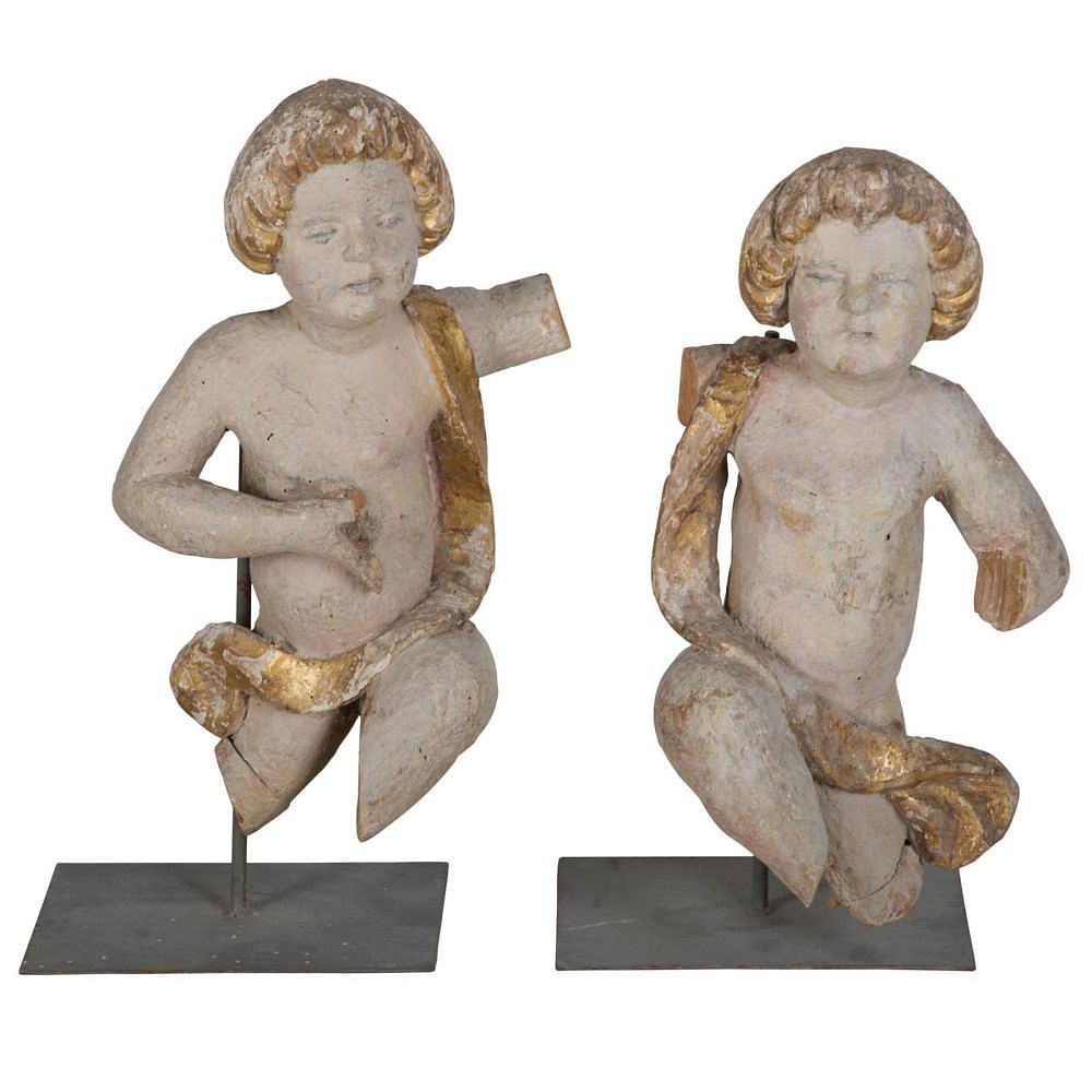 Pair of Italian Wooden Cherubs DA026232