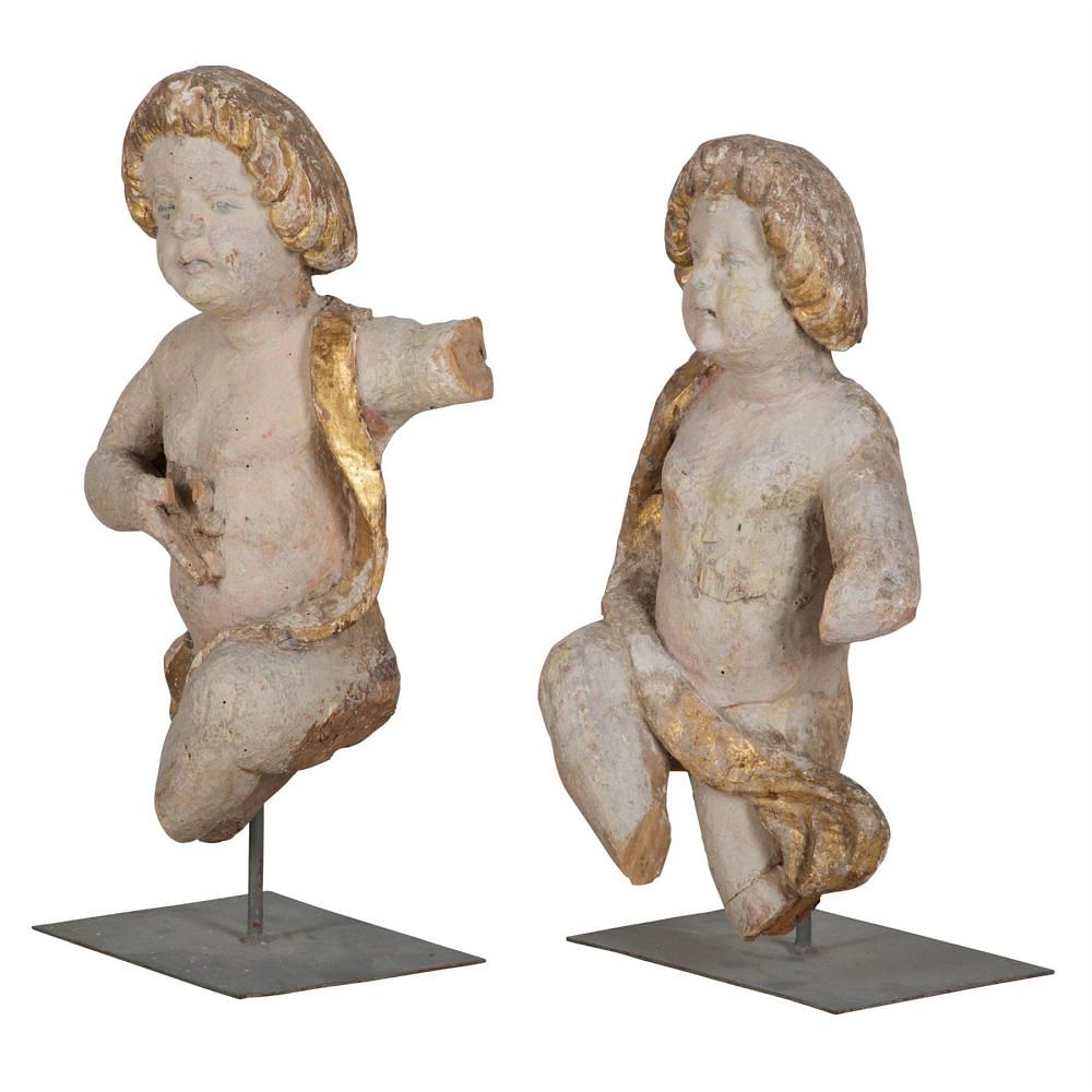 Pair of Italian Wooden Cherubs DA026232