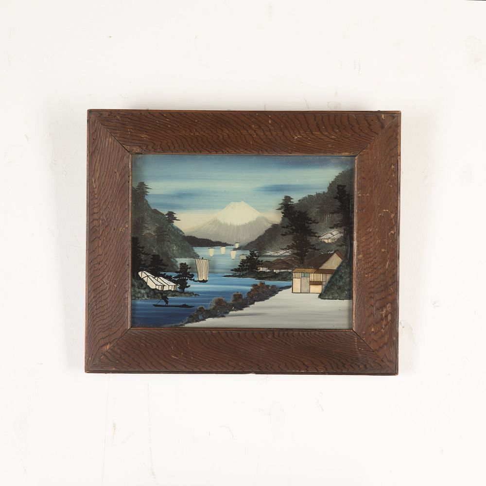 Pair of 19th Century Japanese Reverse Glass Paintings WD3720645