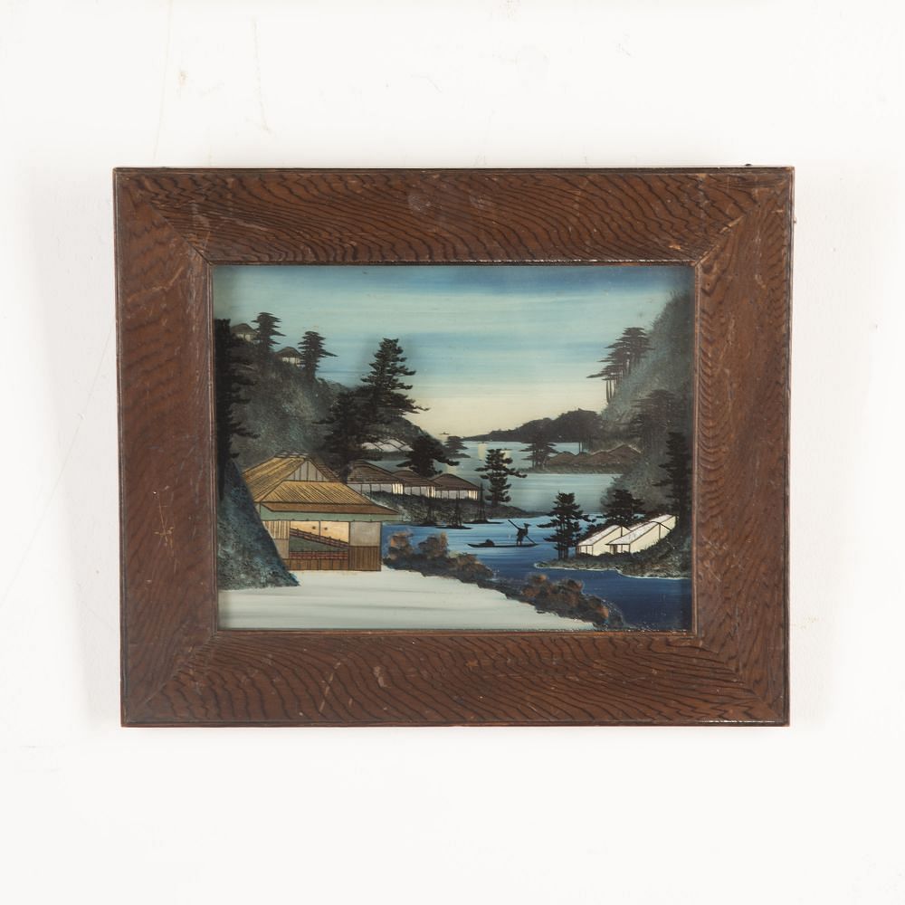 Pair of 19th Century Japanese Reverse Glass Paintings WD3720645
