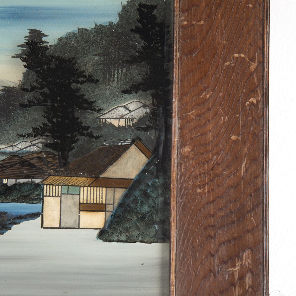 Pair of 19th Century Japanese Reverse Glass Paintings WD3720645