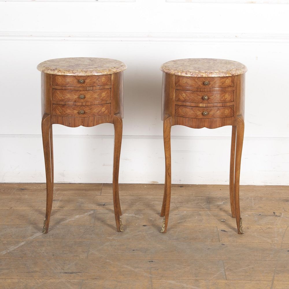 Pair of Louis XVI Style Oval Lamp Tables BD3424960