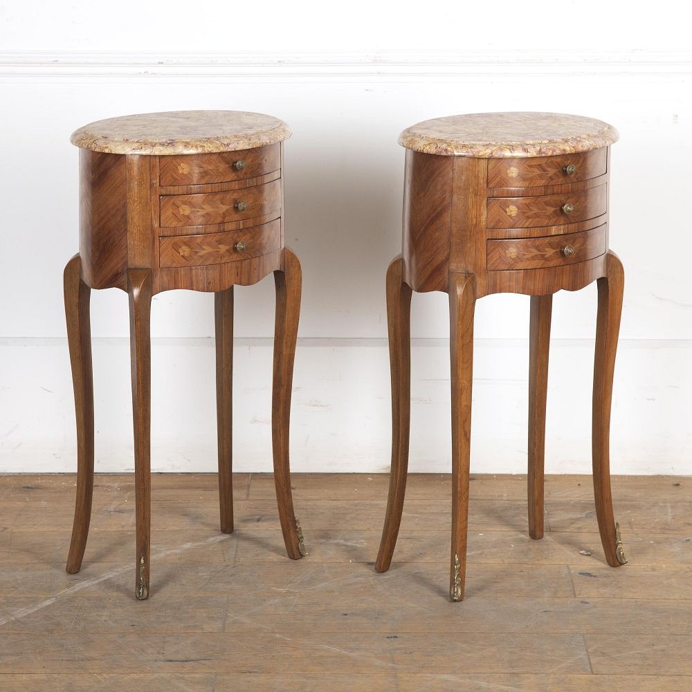 Pair of Louis XVI Style Oval Lamp Tables BD3424960